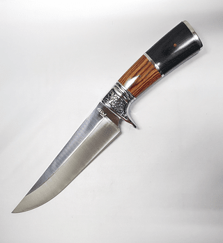 Faca Churrasco Caça e Pesca Cabo Artesanal Em Madeira e Metal Cabo