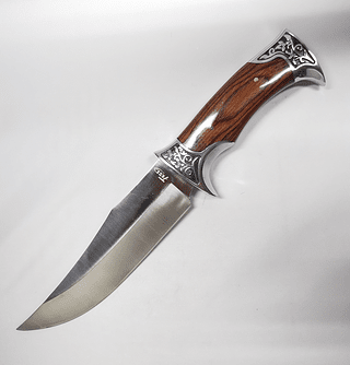 Faca Churrasco Caça e Pesca Cabo Artesanal Em Madeira e Metal Cabo